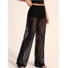 image:imageWomens Y2K Floral Lace See Through Pants Sheer Straight Leg Long Pants Club WearLace Black