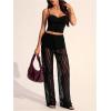 image:imageWomens Y2K Floral Lace See Through Pants Sheer Straight Leg Long Pants Club WearLace Black