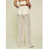image:imageWomens Y2K Floral Lace See Through Pants Sheer Straight Leg Long Pants Club WearWhite