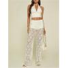 image:imageWomens Y2K Floral Lace See Through Pants Sheer Straight Leg Long Pants Club WearWhite