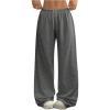 image:imageWomens Acid Washed Baggy Sweatpants Drawstring Waist Wide Straight Leg Track PantsDark Grey