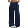 image:imageWomens Acid Washed Baggy Sweatpants Drawstring Waist Wide Straight Leg Track PantsDeep Blue