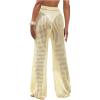 image:imageWomens Cover Up Beach Pants Hollow Out Drawstring High Elastic Waist Swimsuit Beach Cover Up PantsBeige