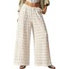 image:imageWomens Crochet Lace Pants Ruffle Layered Elastic Waist Mesh Bathing Suit Cover Up Beach PantsWhite Beige