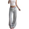 image:imageWomens Number Embroidery Sweatpants Wide Leg Pants Athletic Pants Casual Sports TrousersGrey