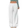 image:imageWomens Straight Leg Baggy Pants Drawstring Waist Casual Sweatpants Workout TrousersWhite