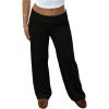 image:imageWomens Striped Foldover Pants Ribbed Knit Wide Leg Pants Elastic High Waisted Casual Lounge TrousersBlack