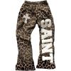 image:imageWomens Y2K Retro Letter Graphic Sweatpants Elastic Waist Wide Leg Drippy Pants Trousers StreetwearBrown Pattern