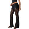 image:imageWomens Y2k Floral Lace Sheer Mesh Patchwork Pants Flared Gothic Elastic Waisted Bell Bottoms Trousers PantsBlack