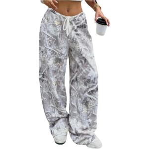 image:imageWomens Baggy Sweatpants Drawstring Waist Wide Leg Pants Athletic Running Track Sweat Pants JoggersCamo Grey