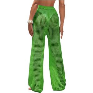 image:imageWomens Cover Up Beach Pants Hollow Out Drawstring High Elastic Waist Swimsuit Beach Cover Up PantsGreen