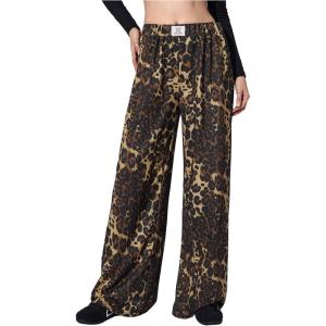 image:imageWomens Leopard Print Wide Leg Pants Patched Elastic Waist Casual Loose TrousersMulticolor Cheetah