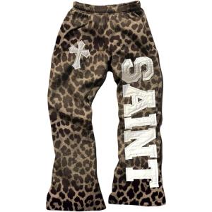 image:imageWomens Y2K Retro Letter Graphic Sweatpants Elastic Waist Wide Leg Drippy Pants Trousers StreetwearBrown