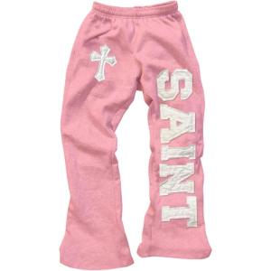 image:imageWomens Y2K Retro Letter Graphic Sweatpants Elastic Waist Wide Leg Drippy Pants Trousers StreetwearPink