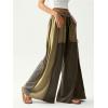 image:imageWomens Baggy Sweatpants Color Block Patchwork Wide Leg Sweat Pants Palazzo Flowy Pants JoggersArmy Green