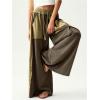 image:imageWomens Baggy Sweatpants Color Block Patchwork Wide Leg Sweat Pants Palazzo Flowy Pants JoggersArmy Green
