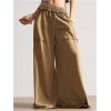 image:imageWomens Baggy Sweatpants Color Block Patchwork Wide Leg Sweat Pants Palazzo Flowy Pants JoggersBrown