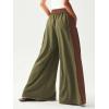 image:imageWomens Baggy Sweatpants Color Block Patchwork Wide Leg Sweat Pants Palazzo Flowy Pants JoggersGreen Brown