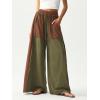 image:imageWomens Baggy Sweatpants Color Block Patchwork Wide Leg Sweat Pants Palazzo Flowy Pants JoggersGreen Brown