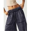 image:imageWomens Baggy Sweatpants Color Block Patchwork Wide Leg Sweat Pants Palazzo Flowy Pants JoggersGrey