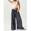 image:imageWomens Baggy Sweatpants Color Block Patchwork Wide Leg Sweat Pants Palazzo Flowy Pants JoggersGrey