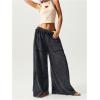 image:imageWomens Baggy Sweatpants Color Block Patchwork Wide Leg Sweat Pants Palazzo Flowy Pants JoggersSolid Black