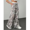 image:imageWomens Camo Pants Wide Leg Baggy Sweatpants Drawstring Waist Y2k Stweat Pants Joggers StreetwearGrey
