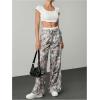 image:imageWomens Camo Pants Wide Leg Baggy Sweatpants Drawstring Waist Y2k Stweat Pants Joggers StreetwearGrey