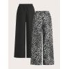 image:imageWomens Cheetah Leopard Pants Patched Elastic Waist Wide Leg Baggy Sweatpants Y2k Pants 2 PackBlack Grey Leopard
