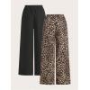 image:imageWomens Cheetah Leopard Pants Patched Elastic Waist Wide Leg Baggy Sweatpants Y2k Pants 2 PackMulticolor
