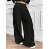 image:imageWomens Drawstring Elastic Waist Sweatpants Wide Leg Athletic PantsBlack