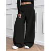 image:imageWomens Drawstring Elastic Waist Sweatpants Wide Leg Athletic PantsBlack