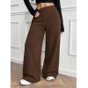 image:imageWomens Drawstring Elastic Waist Sweatpants Wide Leg Athletic PantsBrown