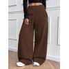 image:imageWomens Drawstring Elastic Waist Sweatpants Wide Leg Athletic PantsBrown