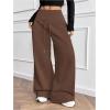 image:imageWomens Drawstring Elastic Waist Sweatpants Wide Leg Athletic PantsCoffee Brown