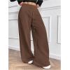 image:imageWomens Drawstring Elastic Waist Sweatpants Wide Leg Athletic PantsCoffee Brown