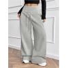 image:imageWomens Drawstring Elastic Waist Sweatpants Wide Leg Athletic PantsGrey