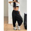 image:imageWomens Hippie Baggy Harem Pants Drawstring Waist Drop Crotch Trousers Asymmetrical Wrap StreetwearBlack