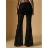 image:imageWomens Lace Sheer Mesh Bell Bottoms Ruched High Waisted Flare Leggings Skirt PantsBlack