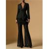 image:imageWomens Lace Sheer Mesh Bell Bottoms Ruched High Waisted Flare Leggings Skirt PantsBlack