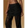 image:imageWomens Lace Sheer Mesh Bell Bottoms Ruched High Waisted Flare Leggings Skirt PantsBlack