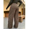 image:imageWomens Leopard Cheetah Corduroy Wide Leg Pants Elastic High Waisted Baggy Pants Casual TrousersMulticolor