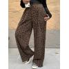 image:imageWomens Leopard Cheetah Corduroy Wide Leg Pants Elastic High Waisted Baggy Pants Casual TrousersMulticolor