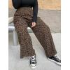 image:imageWomens Leopard Cheetah Corduroy Wide Leg Pants Elastic High Waisted Baggy Pants Casual TrousersMulticolor
