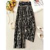 image:imageWomens Leopard Print Wide Leg Paperbag Pants Elastic High Waisted Casual Loose TrousersBlack