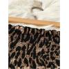 image:imageWomens Leopard Print Wide Leg Paperbag Pants Elastic High Waisted Casual Loose TrousersCoffee Brown