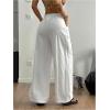 image:imageWomens Linen Beach Pants Drawstring Elastic Waist Wide Leg Palazzo Pants Bottom Swimsuit CoverupsWhite