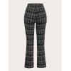 image:imageWomens Plaid Pants Elastic High Waisted Wide Leg Long Pants Elegant Work Business Casual TrousersBlack