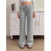 image:imageWomens Ribbed Knit Striped Wide Leg Pants Elastic High Waisted Baggy Pants Casual TrousersWhite