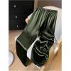image:imageWomens Satin Silk Wide Leg Pants High Waisted Casual Baggy Pants Comfy Lounge BottomsArmy Green